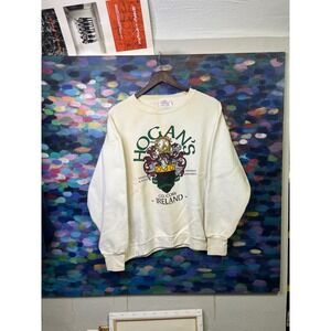 Vintage Healthknit Hogan's Ireland Co. Cork Sweatshirt Cream XL Pro Weight